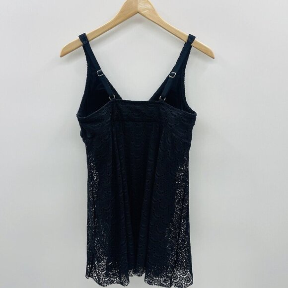 Swim Solutions Womens 14 Crochet Tummy-Control Flyaway One Piece Swimdress 1786 - Picture 5 of 7